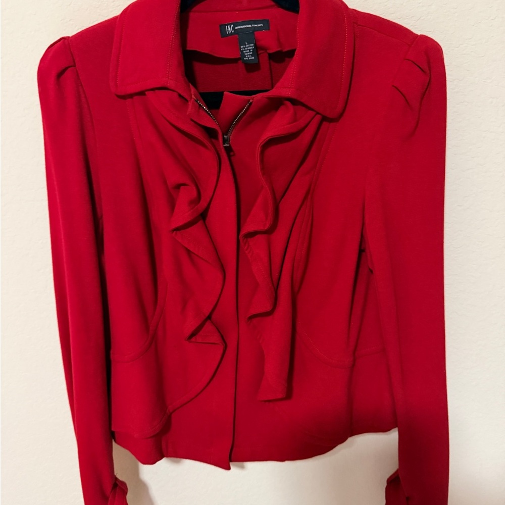 Red Radiance | INC Ruffle Blazer - Picture 5 of 14